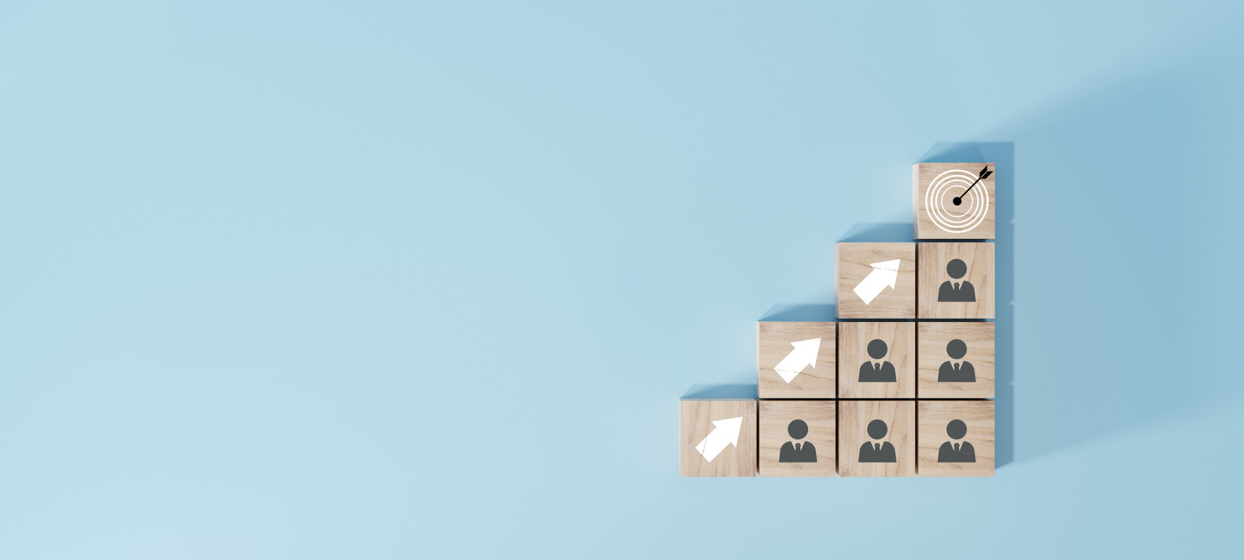 Strategic succession planning in practice to drive business growth. Image of moving people up through the organization for growth.